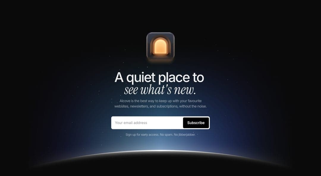 Alcove waitlist page preview.